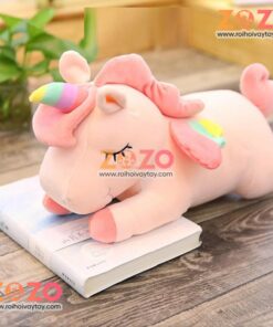 Gấu Bông Ngựa Kì Lân Nằm Màu Hồng