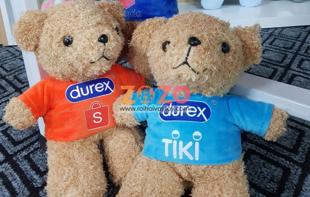 Gấu bông thêu logo Durex theo yêu cầu